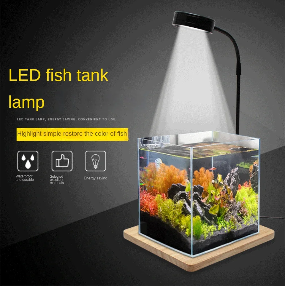 Planted Aquarium For Betta - LED水族館グローライト 竹ボード付き 水族館ナノタンク、ベタ水槽、鉢植え、多肉植物、ミニチュア風景に適合、5W