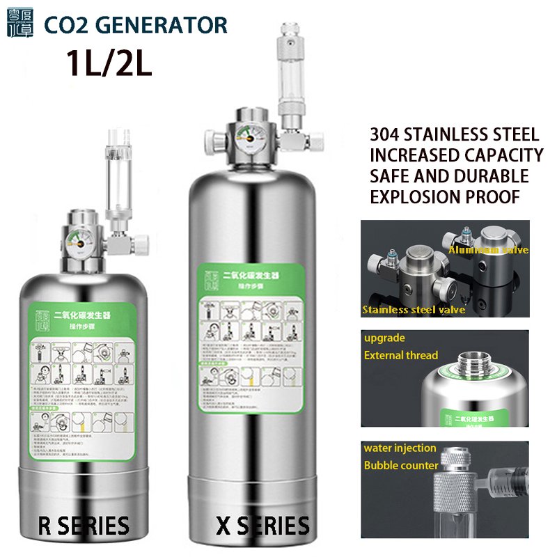 Aquarium Plant No Co2 - ZRDR水族館CO2発生器システムキット 魚タンク水生植物二酸化炭素鋼製シリンダー原料反応発生器