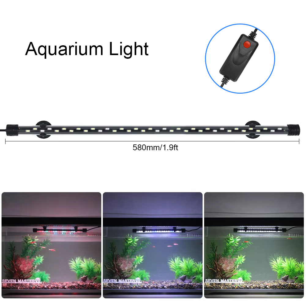 Aquarium Plant Grow Light - 防水LED水族館植物成長ランプ,水槽ライト,水中水族館ライト,装飾照明,90-260v,5730チップ,58cm