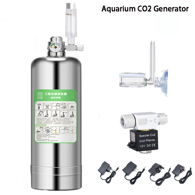 Aquarium Plant No Co2 - 水族館CO2ジェネレーターシステムキット、ステンレス鋼シリンダー、二酸化炭素反応器、魚植物