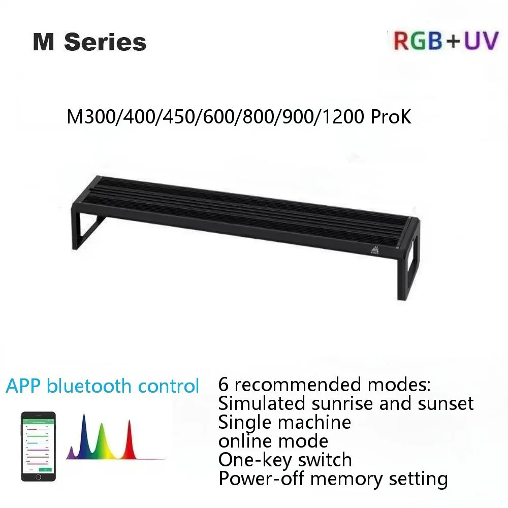 Aquarium Plant Grow Light - ウィークアクアMシリーズRGB+UV水草ランプBluetoothアプリタイミング調光LEDスマートアクアリウムプラント育成ライト（水草水槽用）