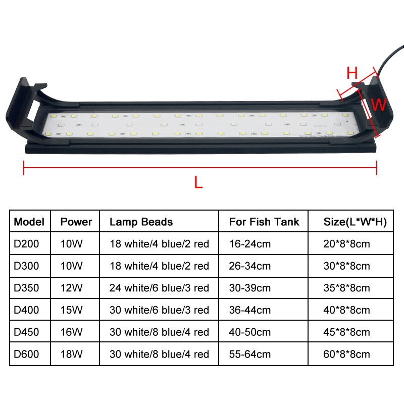 園芸用LEDライト,16〜64cm,魚の水耕植物栽培用,タイ - Aquarium Plant Grow Light のレビューと価格