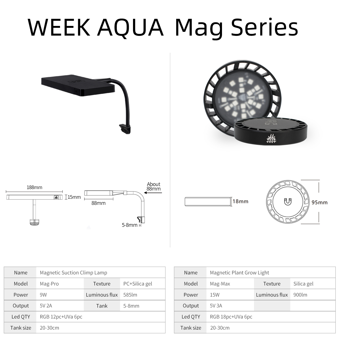 WEEK AQUA Mag Pro Mag Max Nano - Aquarium Plant Grow Light のレビューと価格