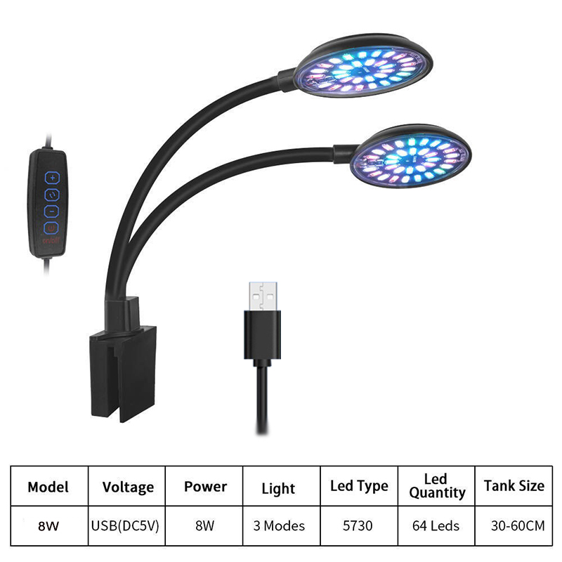 USB 水族館 LED ライト水槽クリップランプフルスペクト - Led Planted Tank Light のレビューと価格