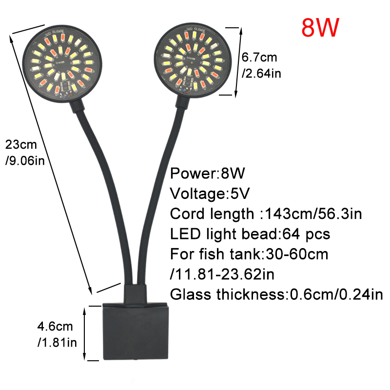 USB 水族館 LED ライト水槽クリップランプフルスペクト - Led Planted Tank Light のレビューと価格