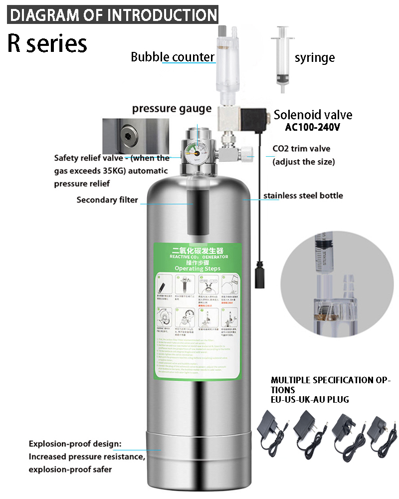 水族館CO2ジェネレーターシステムキット、ステンレス鋼シリン - Aquarium Plant No Co2 のレビューと価格